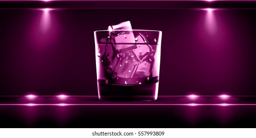 Dark Stylish luxury background with shot of whiskey