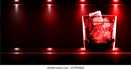Dark Stylish luxury background with shot of whiskey