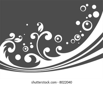 Dark stylized vegetative pattern on a red background. Digital illustration.