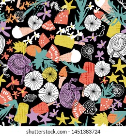 Dark summer beach vacation seamless pattern print background design. Vector
