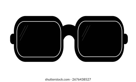 Ilustración vectorial oscura del icono del vidrio del sol, icono aislado de moda de la lente.