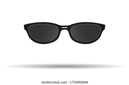 Dark sunglasses with black frames, isolated on a white background