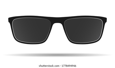 Dark sunglasses with black frames, isolated on a white background