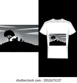 Dark sunset t shirt design template