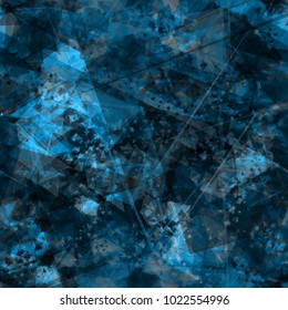 Dark surface. Like edge of crystals. Blue seamless texture from triangles. Abstract vector background for web page, banners backdrop, fabric, home decor, wrapping