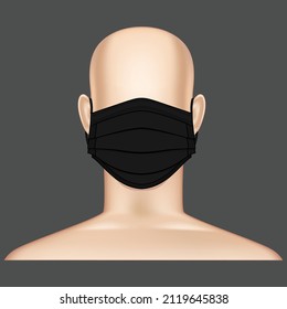 dark surgical mask vector design on 3D dummi 