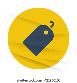 Dark Tag icon label on wrinkled paper