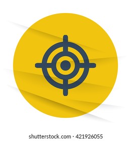 Dark Target icon label on wrinkled paper
