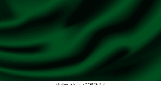 Dark teal emerald green silk satin. Shiny smooth fabric. Soft folds. Luxury background with space for design. web banner. Flat lay, top view table. Birthday, Christmas, Valentine, New year.

