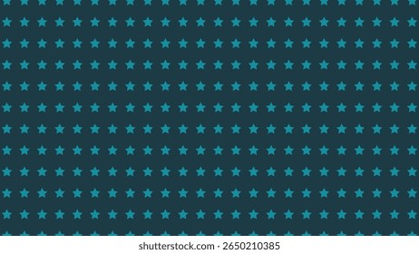 Dark teal star pattern background. Seamless flat vector for kids design, night sky themes, wrapping paper, fabric, wallpaper, or digital backgrounds. Clean and modern repeat texture.