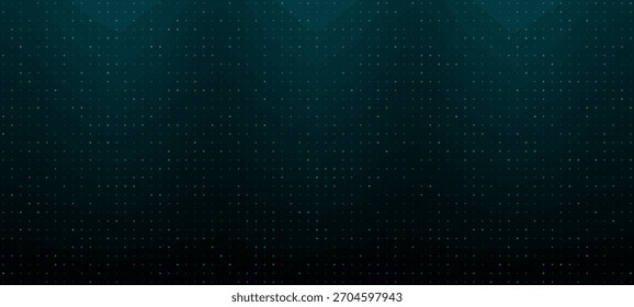 Fondo de tecnología verde azulado oscuro con patrón de puntos brillantes. Textura de cuadrícula digital para visualización de hud y datos. Abstractas diseño futurista.
