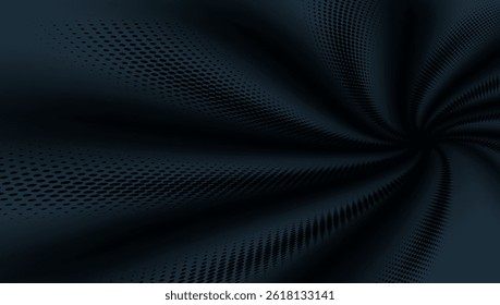 Dark Techno Background Big Data Visualization With Spiral Halftone. EPS10 Vector