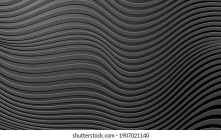 Dark technology background. Black metal surface with waves texture