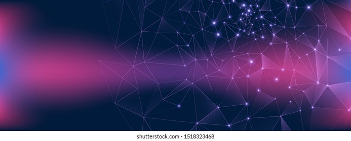 Dark Technology Information. Big Data Screen. Purple Virtual Contemporary. Blue Wireframe Abstract. Technology Illustration. Big Data Vector. Wireless Communication. High Technology Architecture.