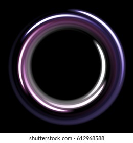 Dark template with cold circles spirals. Violet shinning rings on dark background. Dark template with purple circles with place for your text.