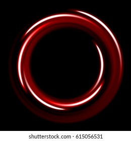 Dark template with hot circles spirals. red shinning rings on black background. Dark template with red circles with place for your text.