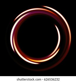 Dark template with hot circles spirals. warm colors shinning rings on dark background. Dark template with red circles with place for your text.