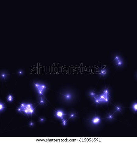 dark template with several conected points in violet color. horizontally seamless template. Modern technology triangular low polygon background with neon laser purple triiangles.