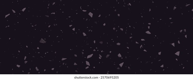 Dark terrazzo background, background with black and purple, background with speckled texture and scattered purple chips. Minimal terrazzo pattern, speckled texture background vector