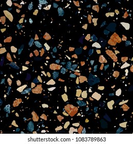 Dark terrazzo background vector of terrazzo floor profile. High-resolution  texture