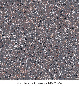 Dunkler Terrazzo-Boden, Marmoroberfläche, nahtloses Muster, Vektorgrafik