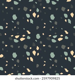 Dark Terrazzo Seamless Pattern in Elegant Tones