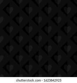 Dark texture with hearts. Seamless abstract volume pattern. Good for Valentines Day, wedding invitation and other.