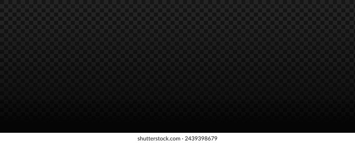 Dark texture imitating transparent PNG background for photo or graphic elements. Checkerboard with black and grey squares. Pixel mosaic wallpaper with fading effect. Vector illustration.