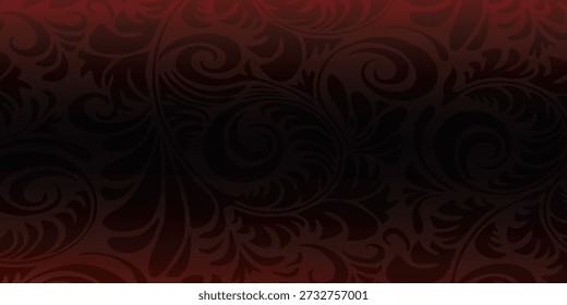 Un fondo oscuro y texturizado con intrincados patrones de remolinos en tonos de rojo y marrón, divididos por una franja Horizontal negra sólida.