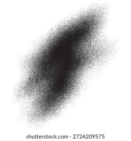 Um traçado de pincel escuro e texturizado com um efeito de gradiente, que parece ser feito de muitos pontos ou partículas pequenos, definido em um plano de fundo branco.