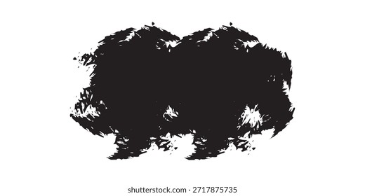 Un trazo de pincel oscuro y texturizado con un efecto grunge, aislado sobre un fondo blanco.