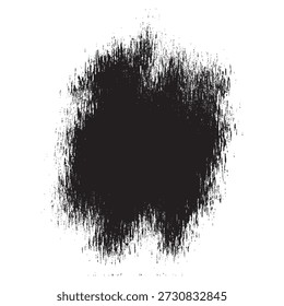 Un toque oscuro y texturizado de tinta o pintura con bordes ásperos, aislados sobre un fondo blanco liso.