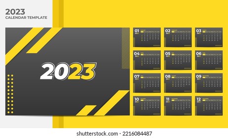 Dark theme 2023 calendar design template