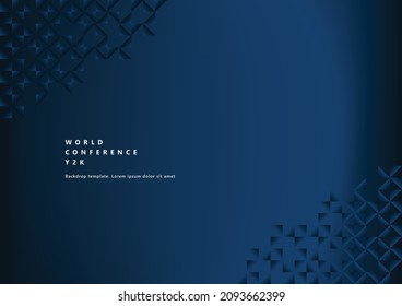 Dark theme background template for conferences, seminars, meetings, exhibitions, or educational purposes. Abstract background with the blue triangular pattern within a dark background.
