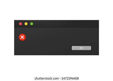 Dark theme of an error message window in a night mode