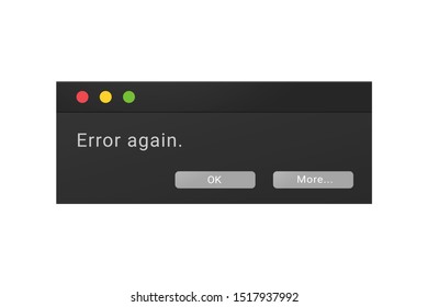 Dark theme of an error message window in a night mode