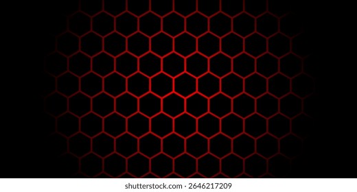 Dark Theme Geometric Hexagon Shape Pattern Background.Vector