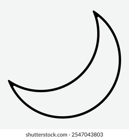 Symbol für dunkle Designlinie. Half Moon Line Icon. Design, Mobile, Smartphone-Schnittstelle.