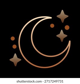 Ícone de Lua de Tema Escuro e Estrelas à Noite