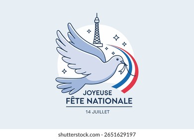 Dark themed Eiffel Tower with fireworks and celebrate France text for July 14 Bastille Day event backdrop