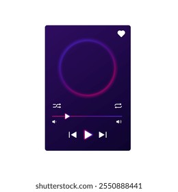 Dark themed music player with modern buttons for rewind, forward, and playlist display, ideal for a seamless user experience on mobile devices.