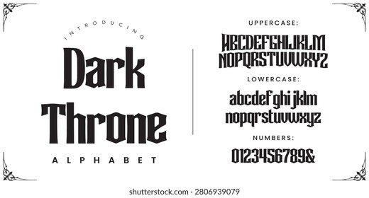Dark Throne Font Gothic Fantasy Alphabet for Metal Music and Dark Theme Design