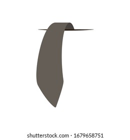 A dark tie comes out of a white background