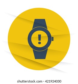 Dark Time Alert icon label on wrinkled paper