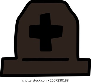 Dark Tombstone Vector with Cross for Halloween and Gothic Designs