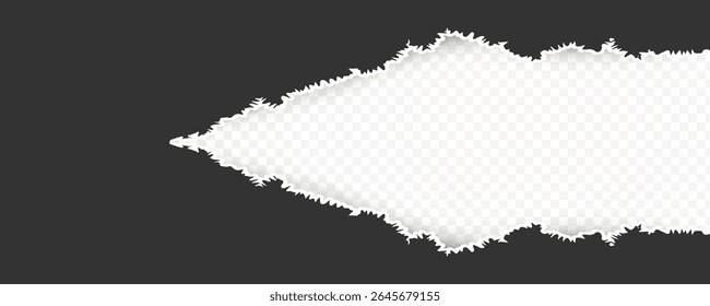 Dark Torn Paper Frame with Transparent Center, PNG cut-out