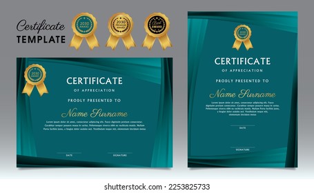 Dark tosca Green Certificate Award Design Template