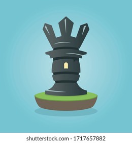 Torre oscura en el trozo de tierra