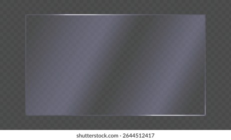 Dark Transparent Glass Vector Plate with Silver Edge for Sleek Design Compositions