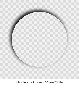 Dark transparent realistic shadow. Circle shadow isolated on transparent background. Vector illustration.